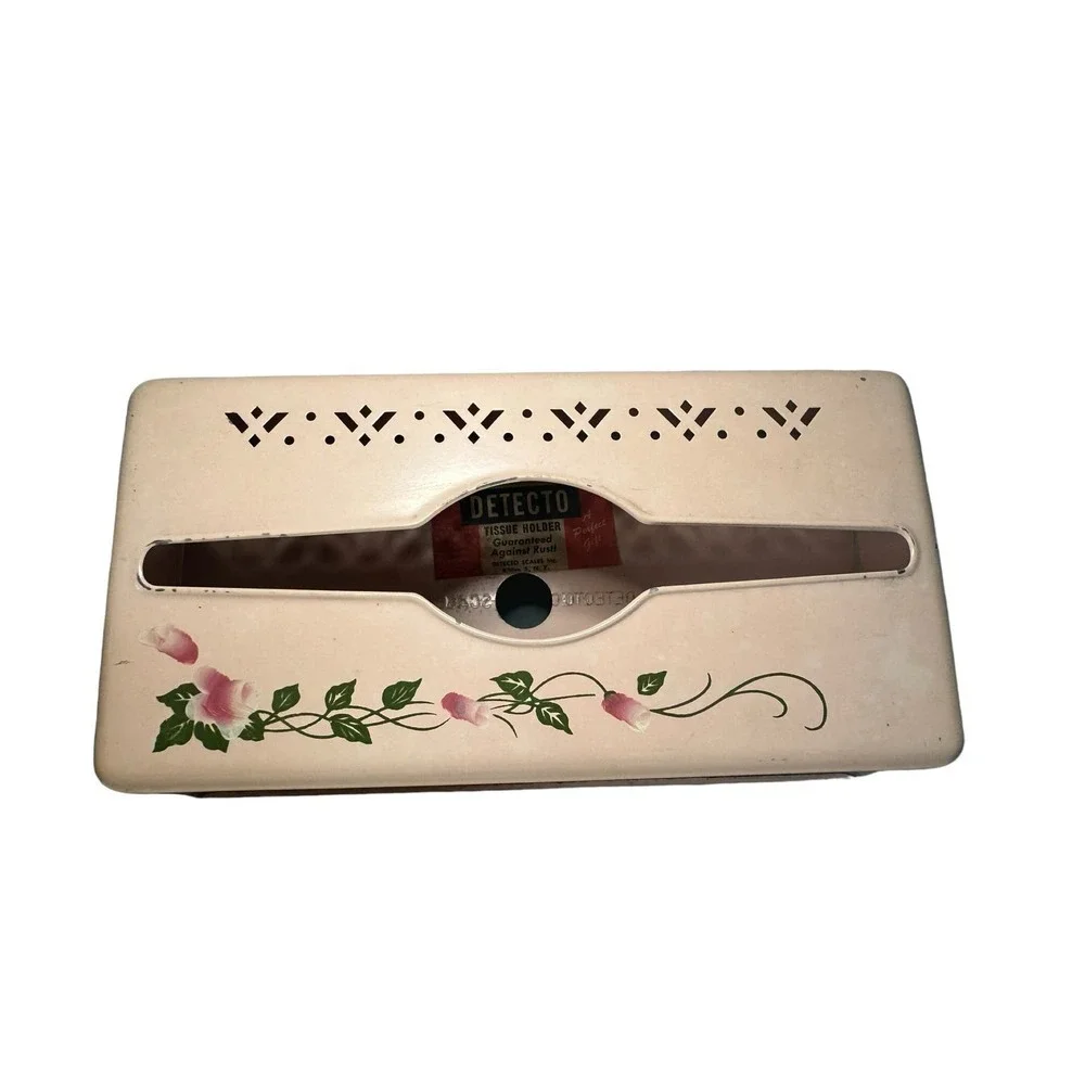 Vintage Detecto metal light pink tissue holder